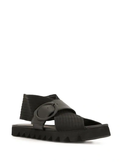 Shop Joshua Sanders Criss Cross Ridged Sole Sandals In Black