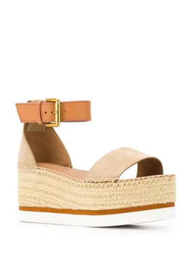 Shop See By Chloé Braided-jute Platform Sandals In Neutrals