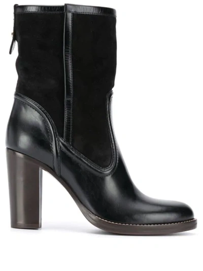 Shop Chloé Leather High Heeled Boots In Black