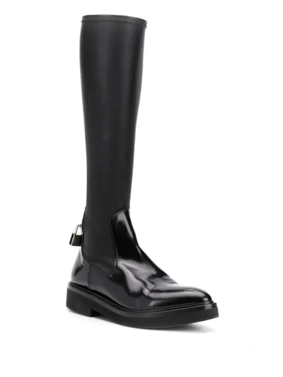 Shop Christopher Kane Padlock Knee-high Boots In Black