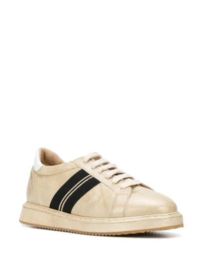 Shop Brunello Cucinelli Stripe Detail Sneakers In Gold