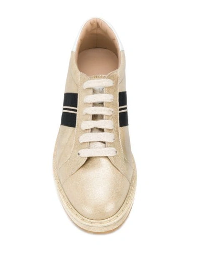 Shop Brunello Cucinelli Stripe Detail Sneakers In Gold