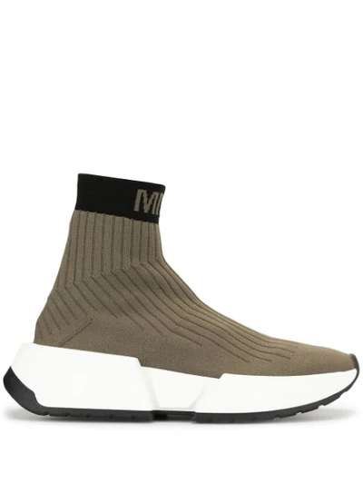 Shop Mm6 Maison Margiela High Sock-style Sneakers In Green
