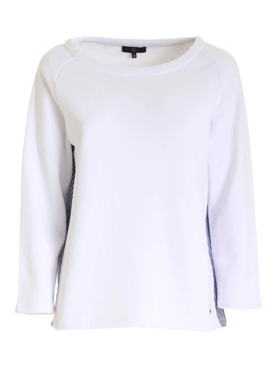 Shop Fay Rear Striped Sweatshirt In White