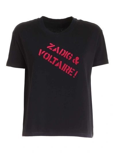 Shop Zadig & Voltaire Flock Logo Print T-shirt In Black