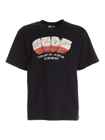 Shop Gcds T-shirt With Contrasting Print In Black
