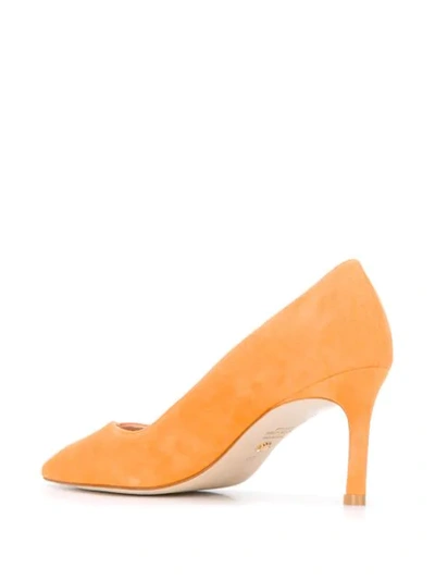 Shop Stuart Weitzman Anny Pointed-toe Pumps In Orange