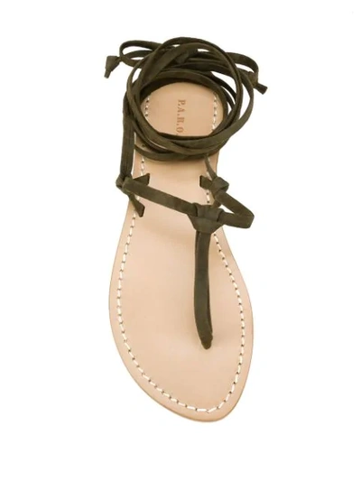 Shop P.a.r.o.s.h Lace-up Thong Sandals In Green