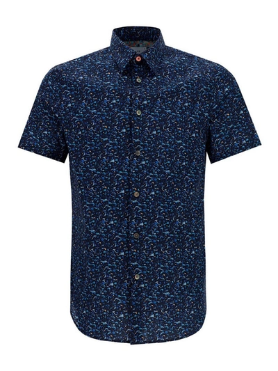 Shop Paul Smith Short Sleeve Printed Shirt In Blue