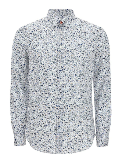 Shop Paul Smith Patterned Stretch Cotton Shirt In White