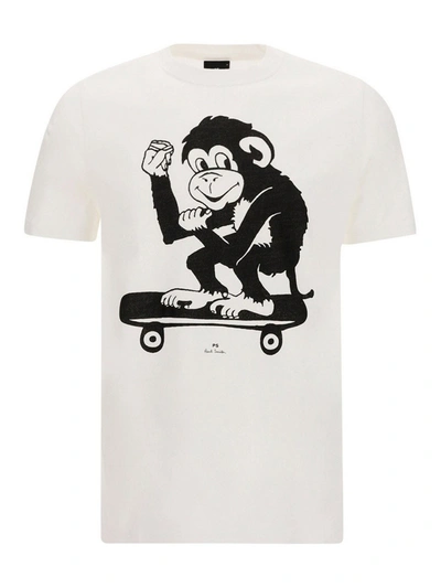 Shop Paul Smith Skating Monkey T-shirt In White