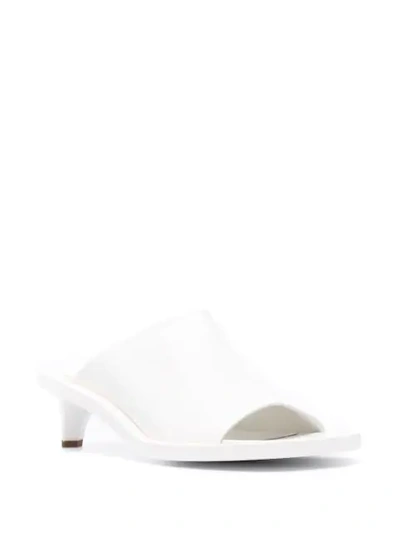 Shop Jil Sander Leather Square-toe Sandals In White