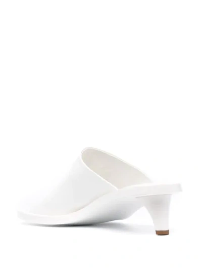 Shop Jil Sander Leather Square-toe Sandals In White