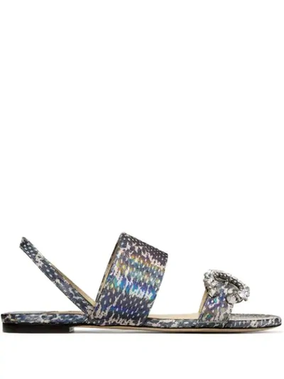 Shop Jimmy Choo Saphera Snakeskin-effect Sandals In Blue