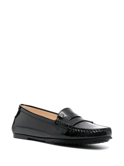 Tod's Gommino Patent Leather Driving Loafers In Black