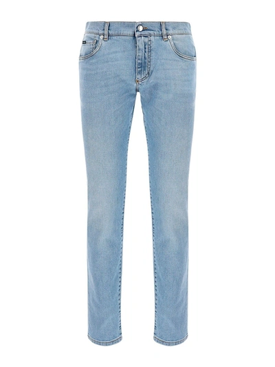 Shop Dolce & Gabbana Denim Straight Leg Jeans In Light Blue