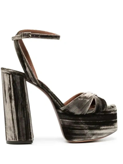 Shop L'autre Chose Velvet Platform Sandals In Brown