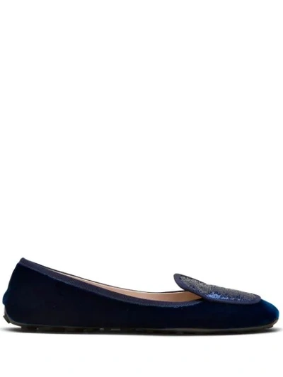 Shop Car Shoe Sequin-embellished Ballerina Shoes In Blue