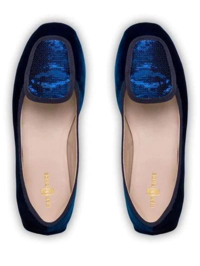 Shop Car Shoe Sequin-embellished Ballerina Shoes In Blue