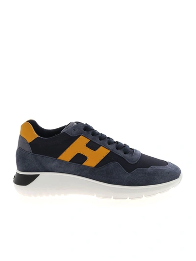 Hogan H371 Interactive³ Sneakers In Blue And Yellow Suede And Fabric |  ModeSens