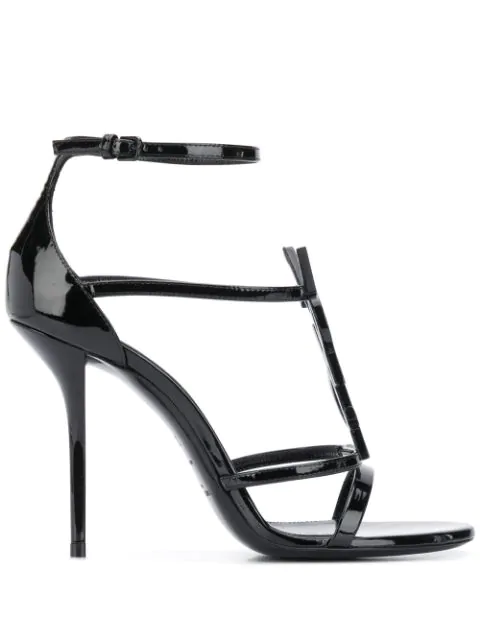 cassandra sandals in patent leather with black logo