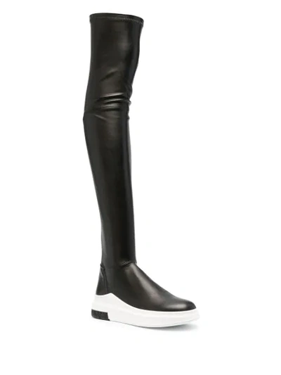 Shop Cinzia Araia Thigh-high Leather Boots In Black