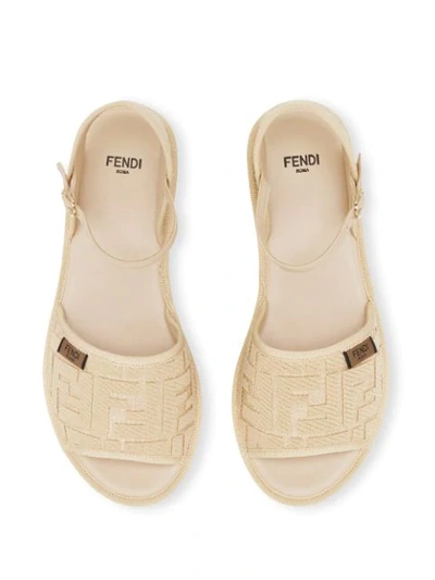 Shop Fendi Platform Espadrille Sandals In Neutrals