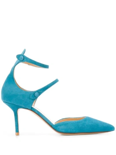 双带尖头高跟鞋