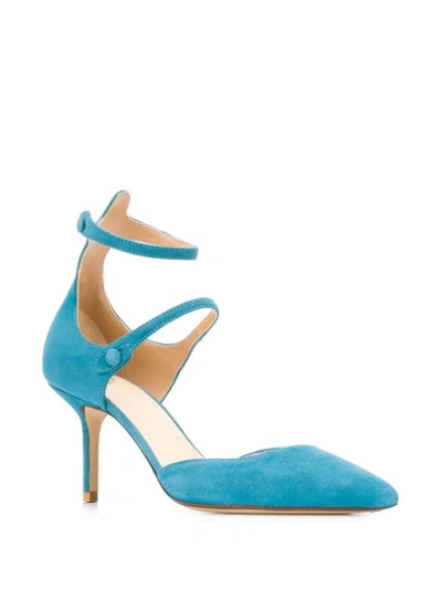 双带尖头高跟鞋