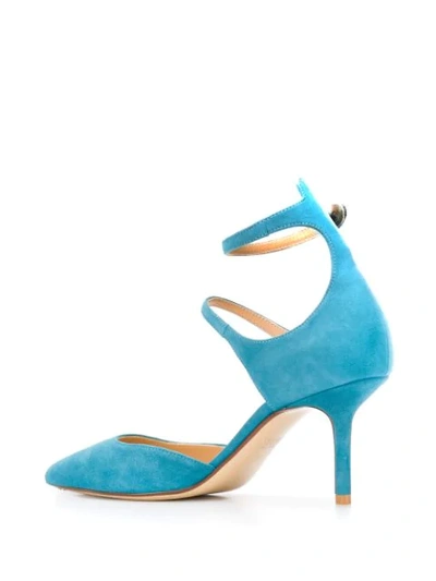 双带尖头高跟鞋