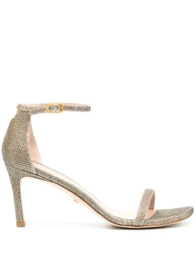 Shop Stuart Weitzman Amelina 75 Mid-heel Sandals In Gold