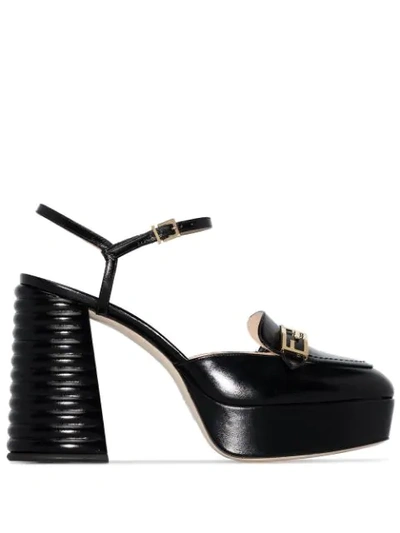 Shop Fendi Logo-plaque 105mm Pumps In Black