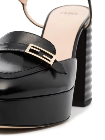 Shop Fendi Logo-plaque 105mm Pumps In Black