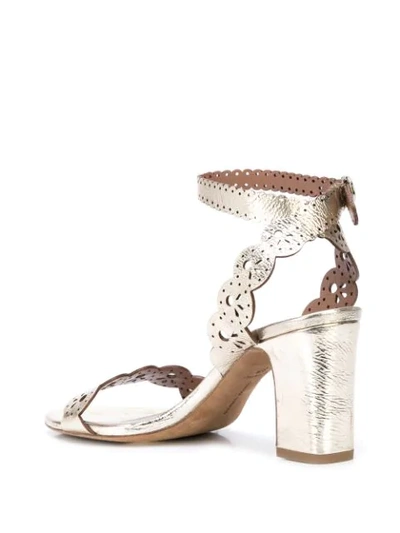 Shop Tabitha Simmons Lace Cut Sandals In Gold