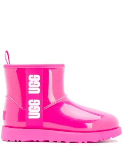 Shop Ugg Laminated Logo Tape Snow Boots In Pink