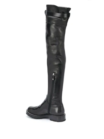 Shop Ermanno Scervino Thigh-high Flat Boots In Black