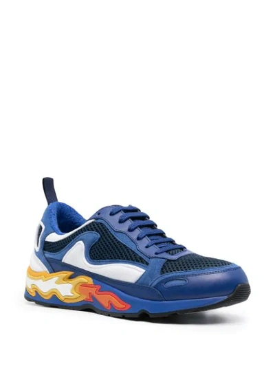 Shop Sandro Low Top Flame-print Sneakers In Blue