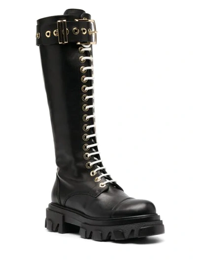 Shop Amen Anfibio Knee Length Boots In Black