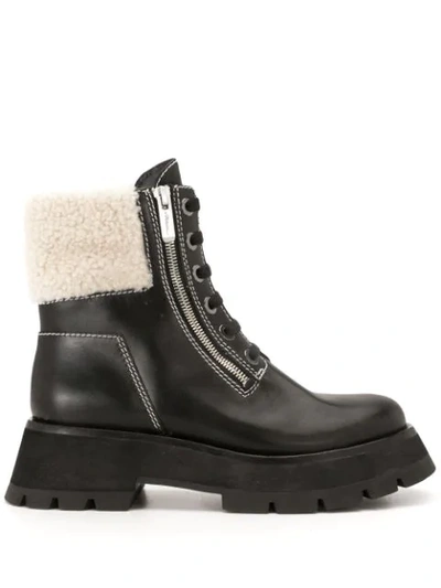 Shop 3.1 Phillip Lim / フィリップ リム Kate Shearling-trimmed Ankle Boots In Black