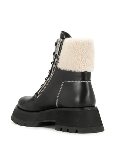 3.1 Phillip Lim Kate Zip Lug-sole Shearling-trimmed Leather Combat Boots In Black