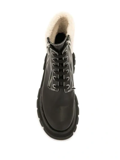 3.1 Phillip Lim Kate Zip Lug-sole Shearling-trimmed Leather Combat Boots In Black