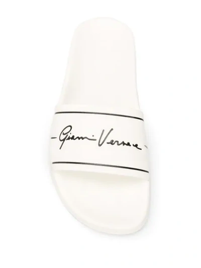 Shop Versace Gv Signature Logo Slides In White