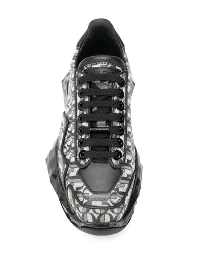 Shop Jimmy Choo Diamond Monogram Sneakers In Silver