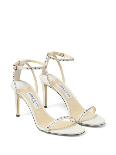 Shop Jimmy Choo Minny Studded 85mm Sandals In White