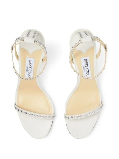 Shop Jimmy Choo Minny Studded 85mm Sandals In White