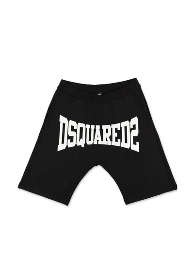 Shop Dsquared2 Contrasting Print Bermuda Shorts In Black
