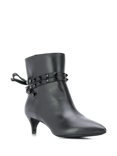 Shop Valentino Rockstud Leather Ankle Boots In Black