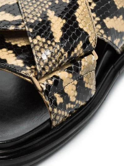 Shop Marni Fussbett Snake-print Sandals In Black