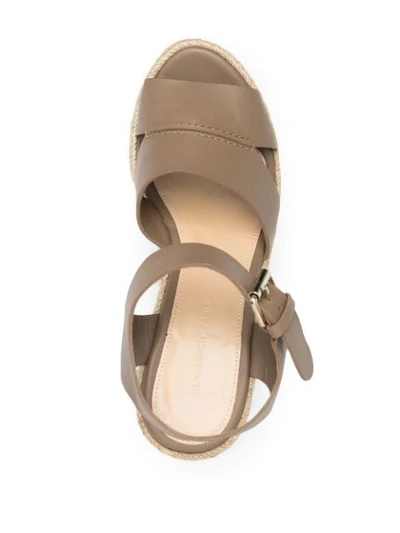 Shop Tila March Wedge-heel Leather Sandals In Green