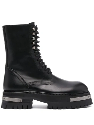 Shop Ann Demeulemeester Chunky Lace-up Leather Boots In Black